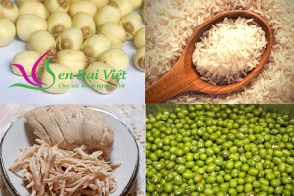 Nguyên liệu nấu món cháo gà hạt sen cho bé